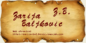Zarija Baljković vizit kartica